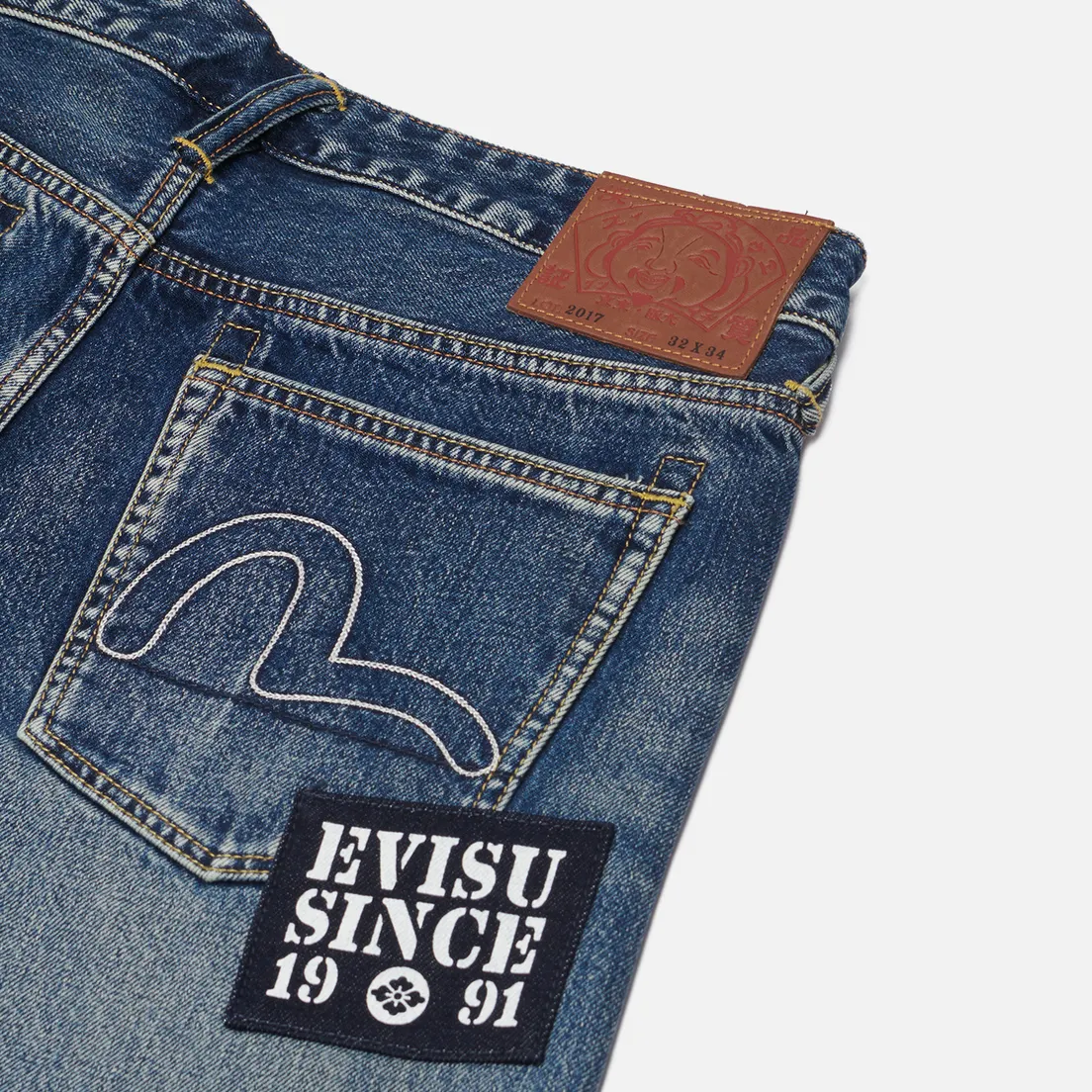 Evisu Мужские джинсы Seagull Stitch Embroidery & Printed Patch Denim