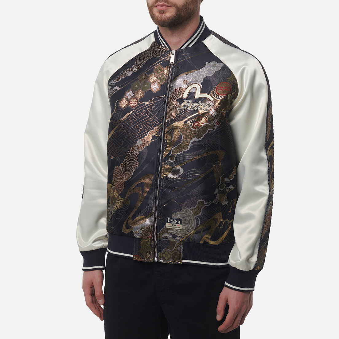 Evisu Мужская куртка бомбер Heritage Kamon Brocade Souvenior