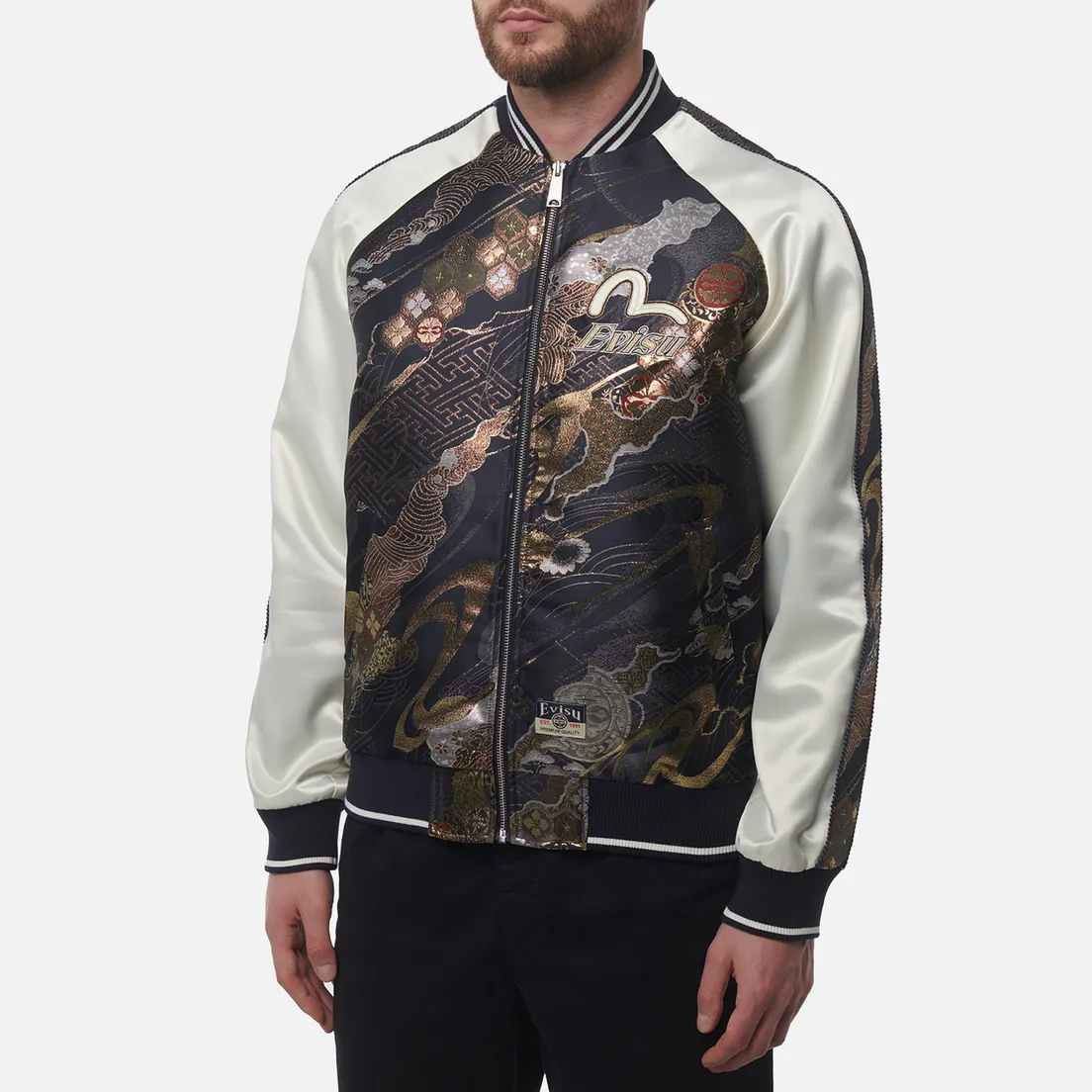 Evisu Мужская куртка бомбер Heritage Kamon Brocade Souvenior
