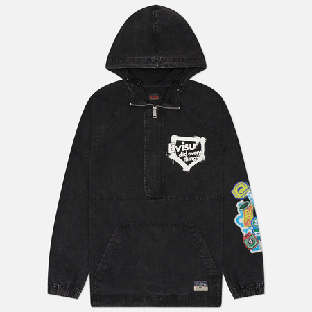  Мужская куртка анорак Evisu Heritage Graffiti Logo Half-Zip Hooded, цвет серый, размер XXL
