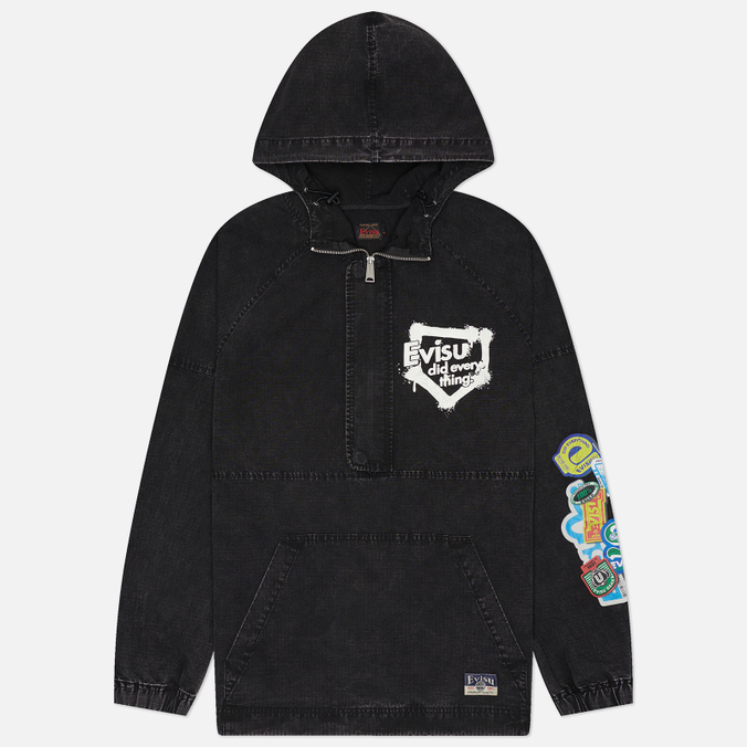 Мужская куртка анорак Evisu Heritage Graffiti Logo Half-Zip Hooded