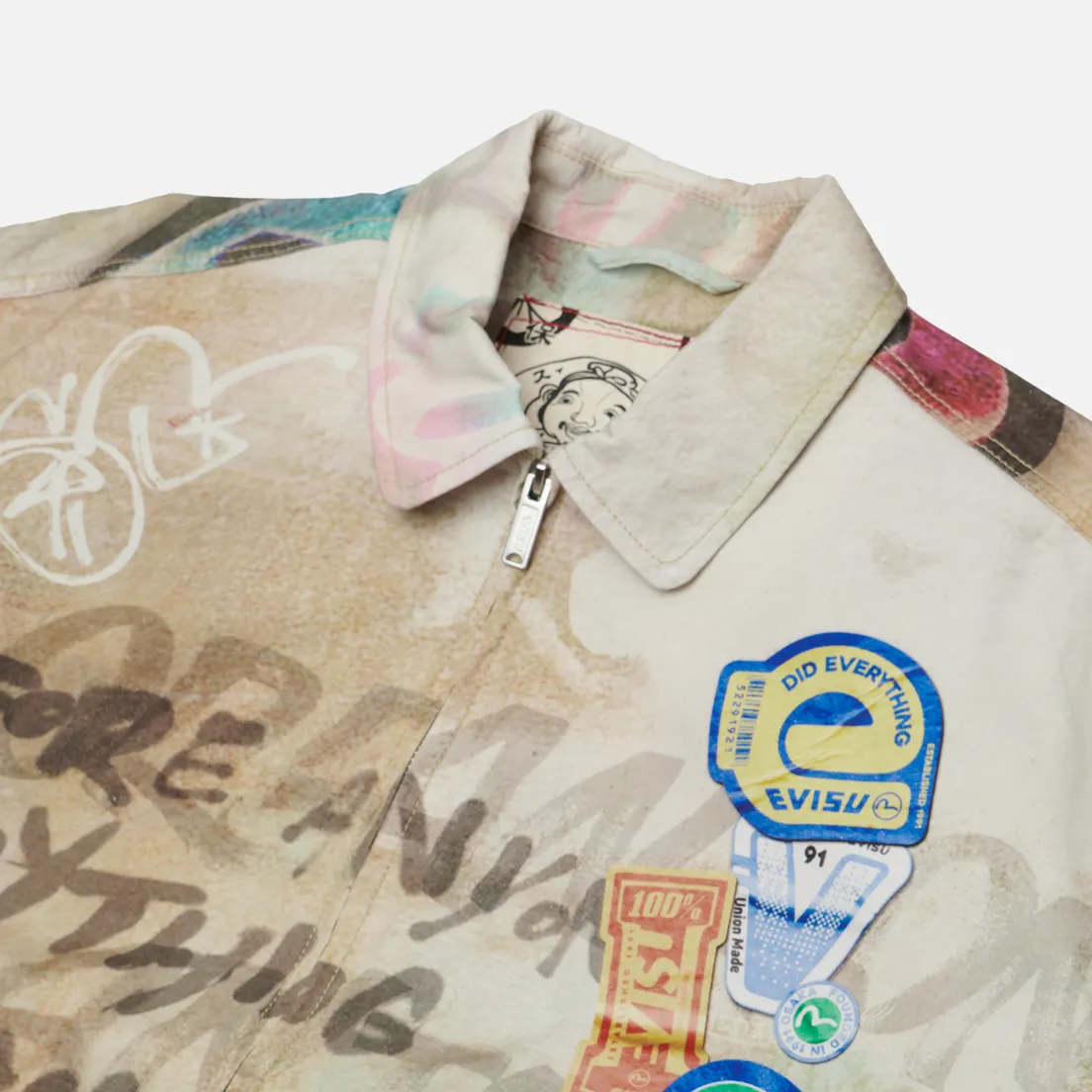 Evisu Мужская куртка ветровка Heritage Graffiti Allover Print Zip Up