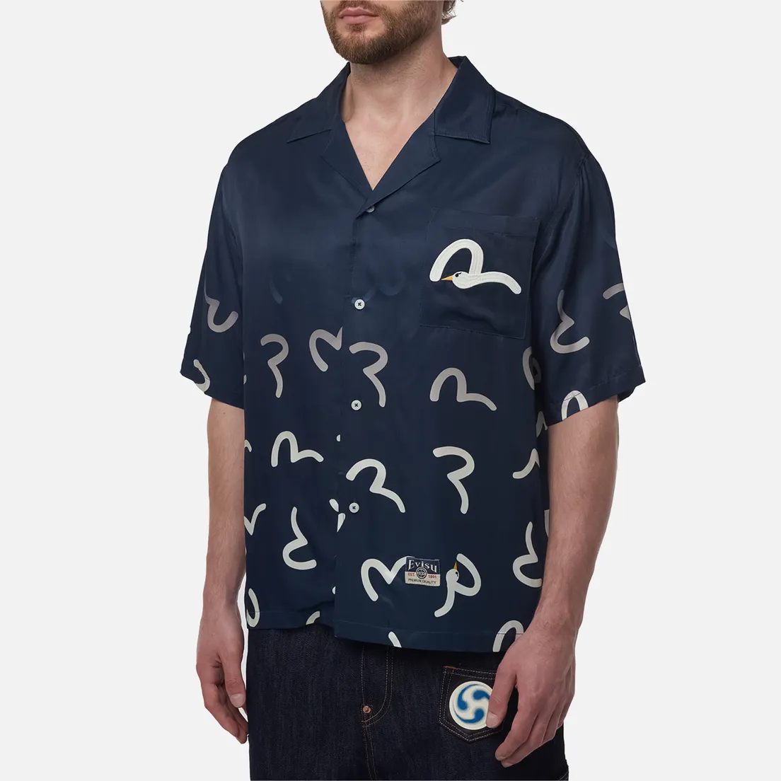 Evisu Мужская рубашка Heritage Seagull All Over Printed