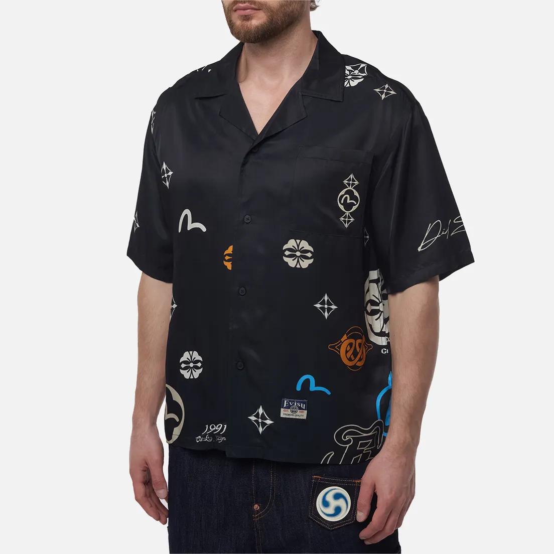 Evisu Мужская рубашка Heritage Kamon All Over Printed
