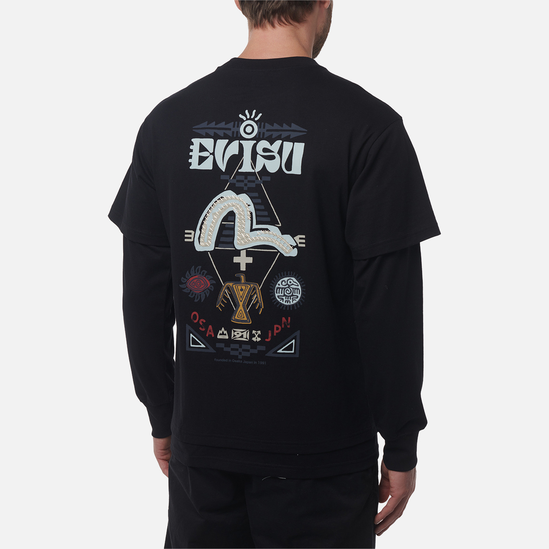 Evisu Мужской лонгслив Heritage 2 In 1 Totem Graphic Printed