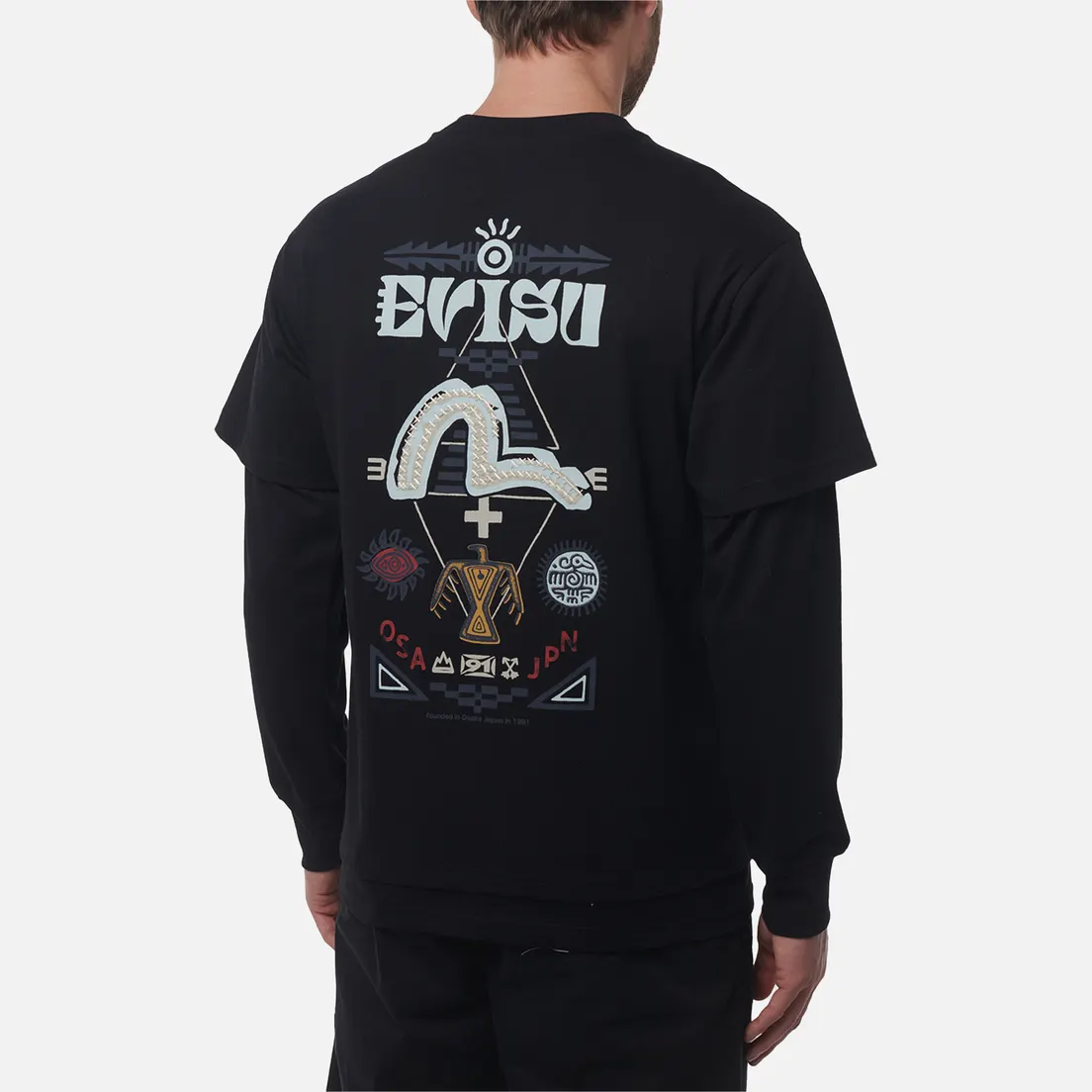 Evisu Мужской лонгслив Heritage 2 In 1 Totem Graphic Printed