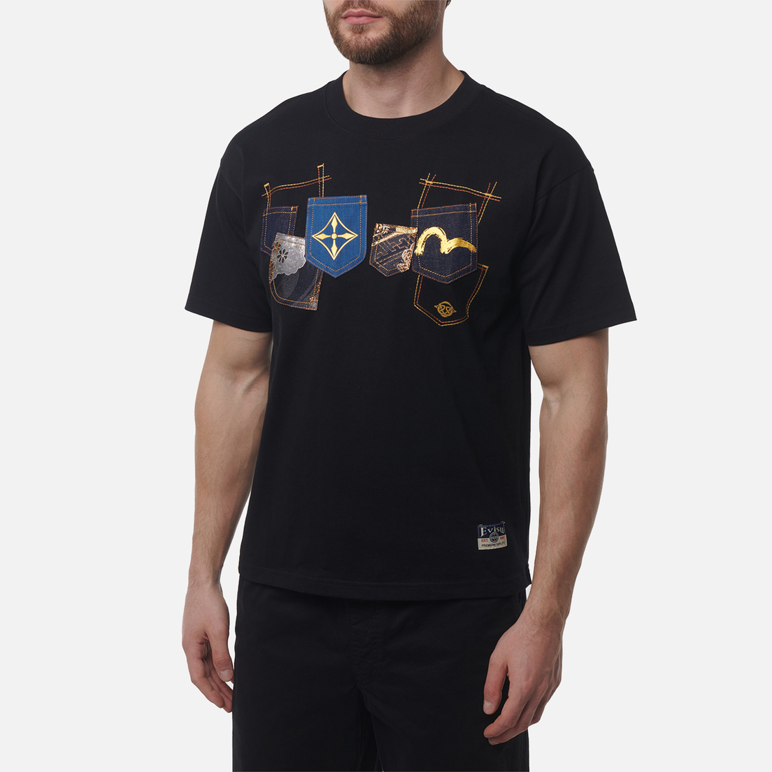 Evisu Мужская футболка Heritage Multi-Pocket Brocade Patch