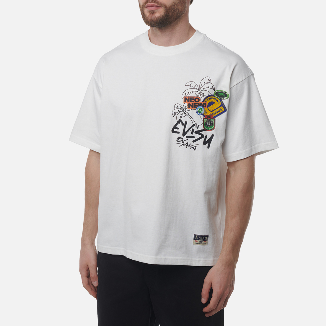 Evisu Мужская футболка Heritage Daruma Stickers Printed