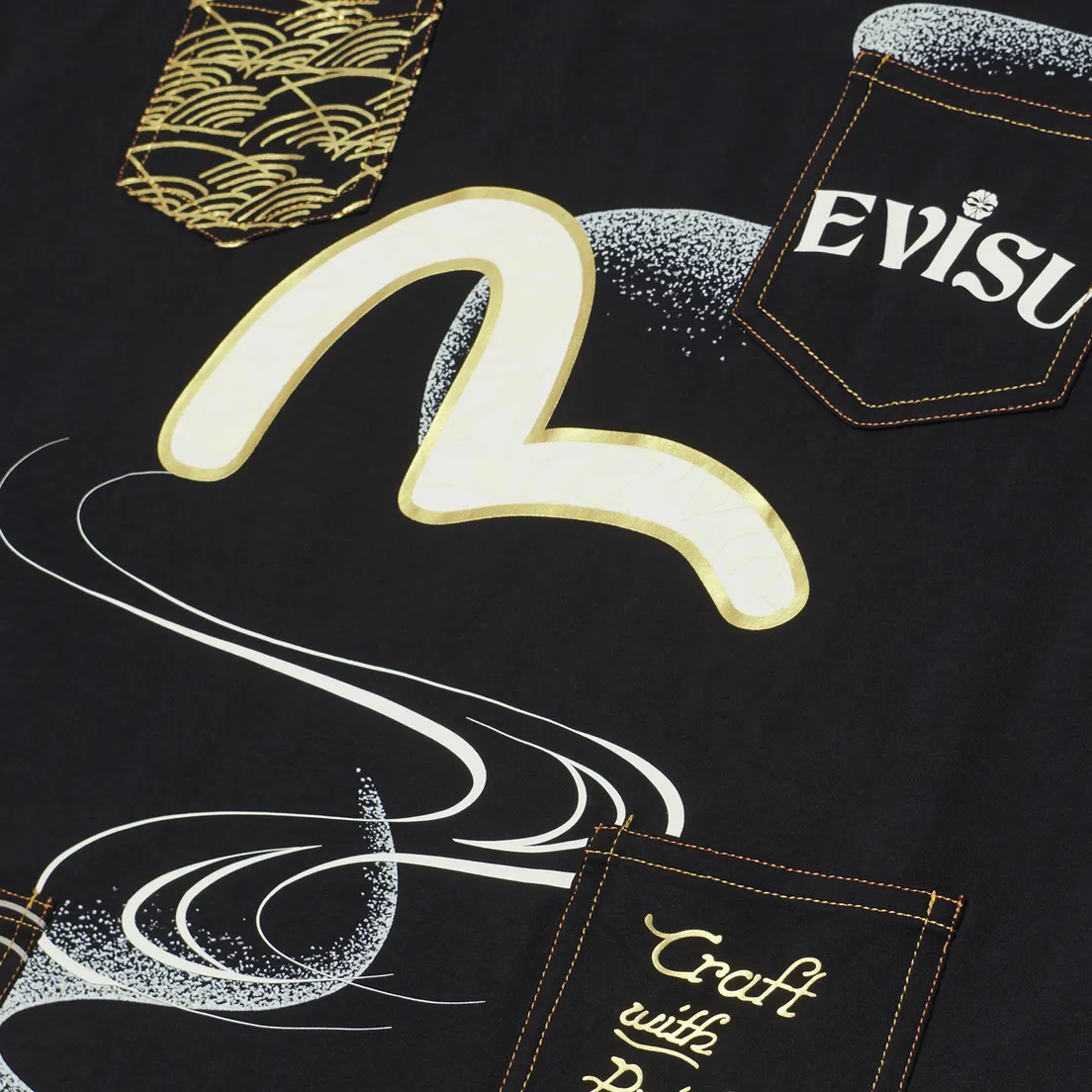 Evisu Мужская футболка Heritage Multi-Pocket Printed