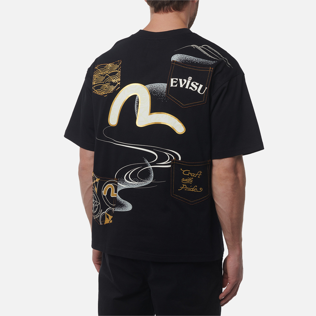 Evisu Мужская футболка Heritage Multi-Pocket Printed