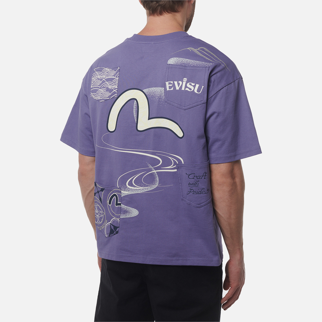 Evisu Мужская футболка Heritage Multi-Pocket Printed