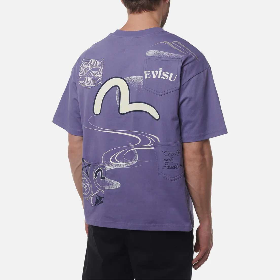 Evisu Мужская футболка Heritage Multi-Pocket Printed