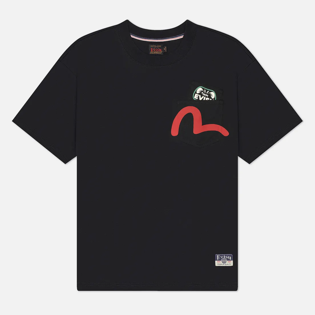 Evisu Мужская футболка Heritage Godhead & Daruma Multi-Pocket Printed