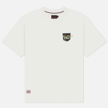 Мужская футболка Evisu Seagull Printed & Embroidery Mutli Pocket, цвет белый, размер M