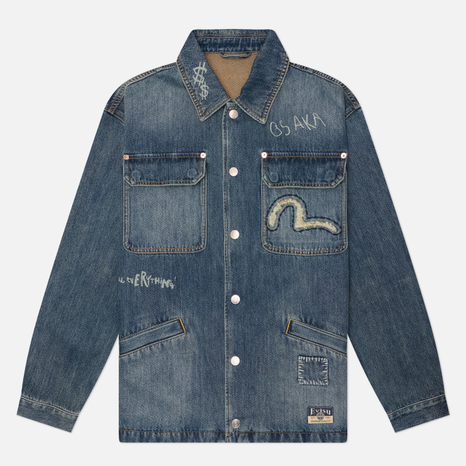 Мужская джинсовая куртка Evisu Heritage Hand-Drawn Printed Denim