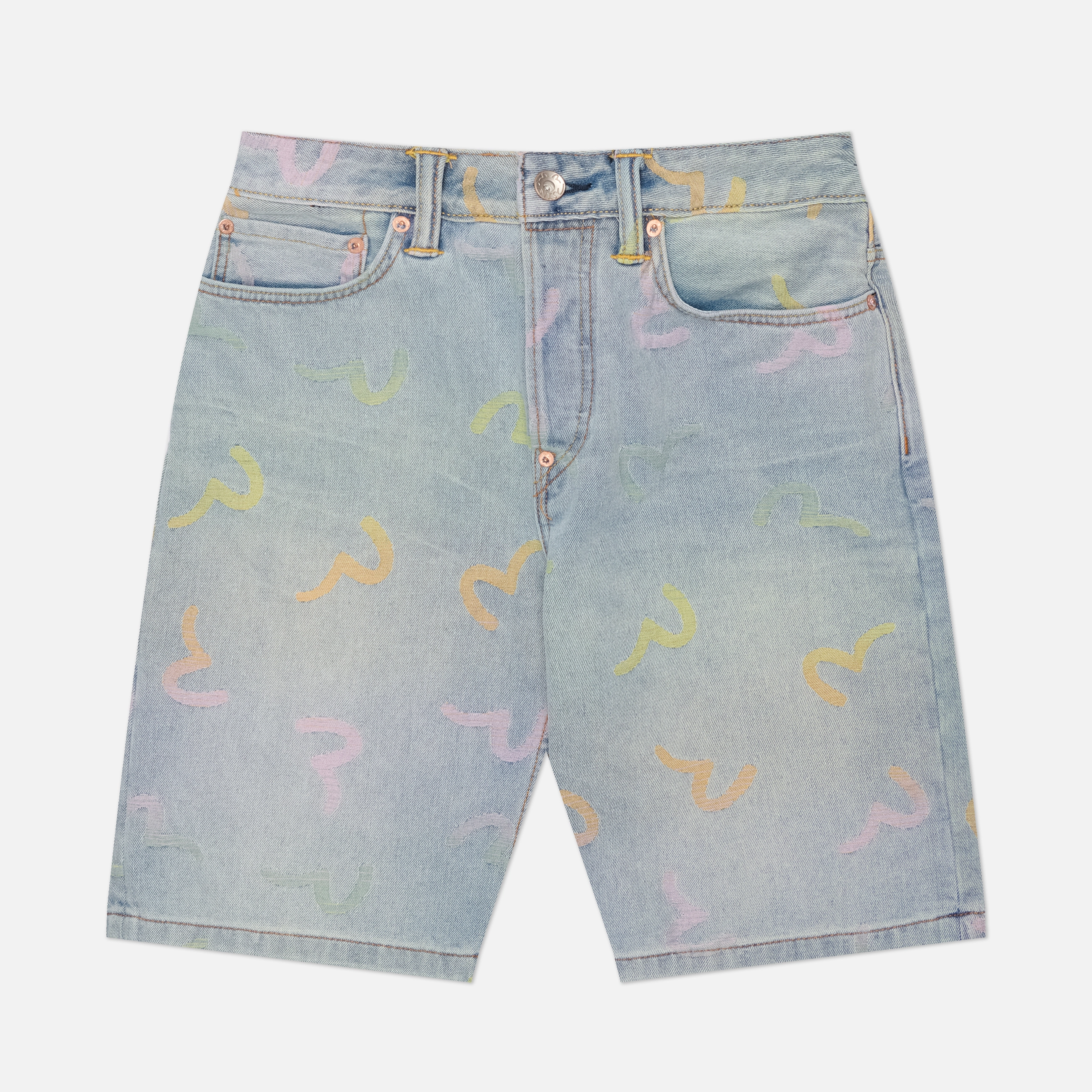 Мужские шорты Evisu Heritage All Over Seagull Jacquard Denim
