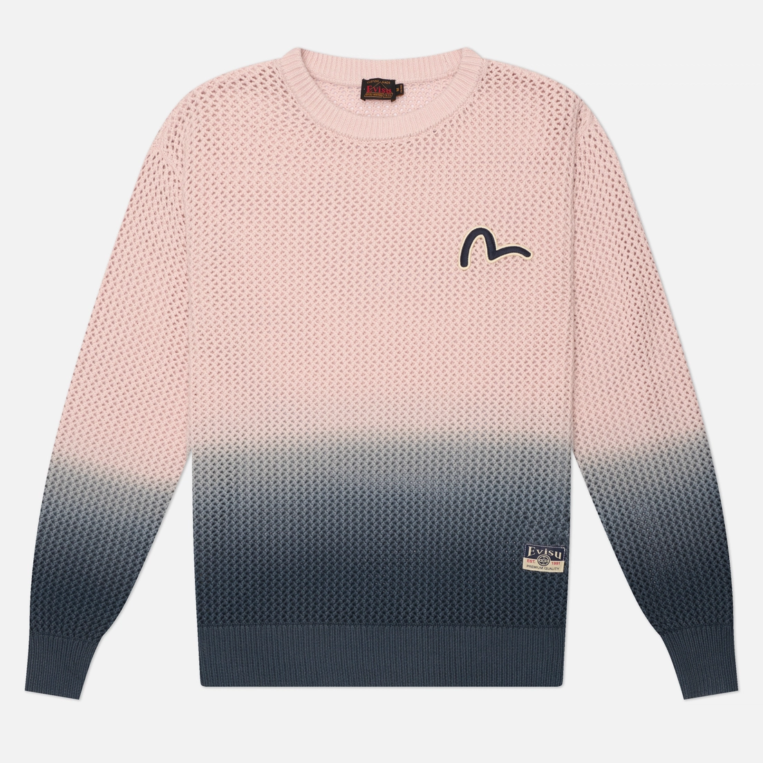 Evisu Мужской свитер Heritage Dip Dye Pullover Seagull Embroidery Badge