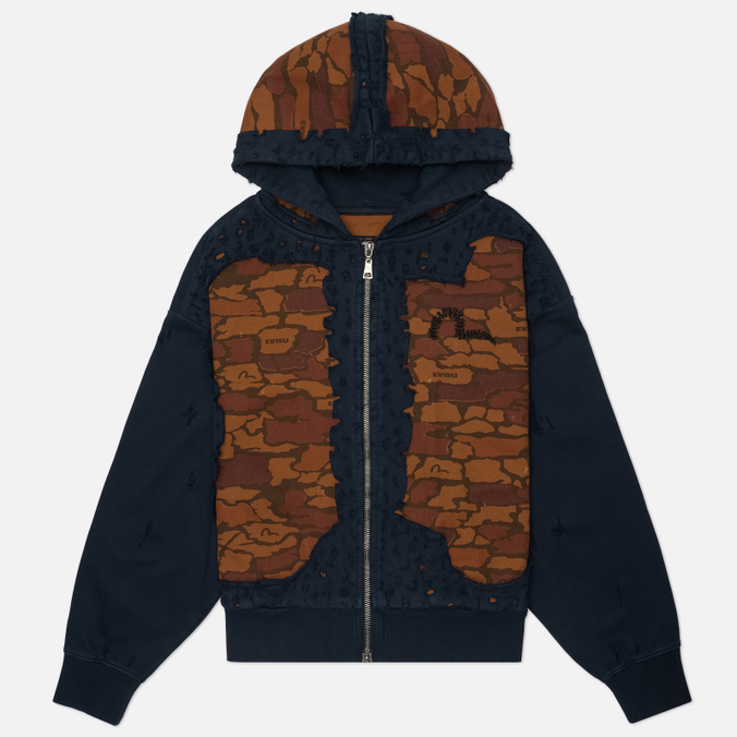 Мужская толстовка Evisu Heritage Distressed Camo Patchwork Hoodie