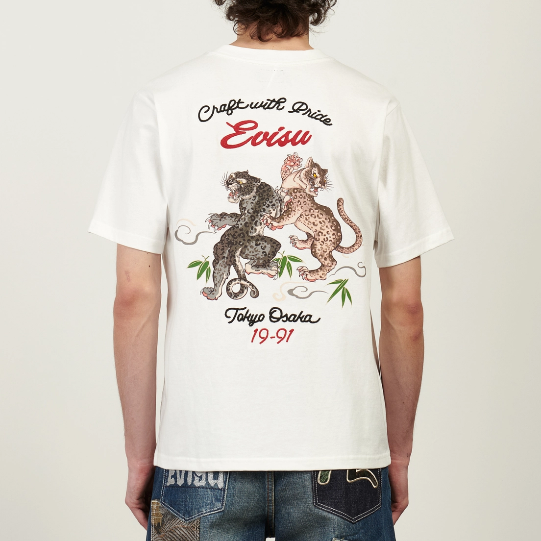 Evisu Мужская футболка Heritage Duo Leopard Printed & Embroidery