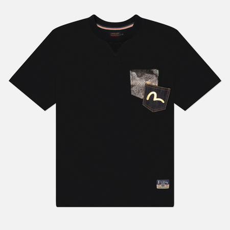 Мужская футболка Evisu Heritage Brocade Patch Pocket, цвет чёрный, размер M