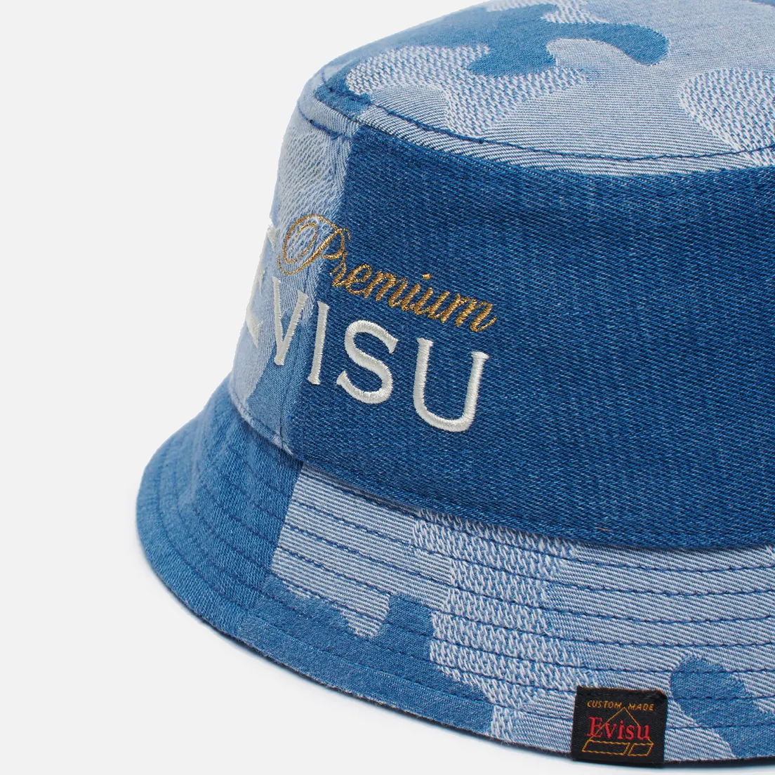 Evisu Панама Two-Tone Denim Blocking Printed Godhead