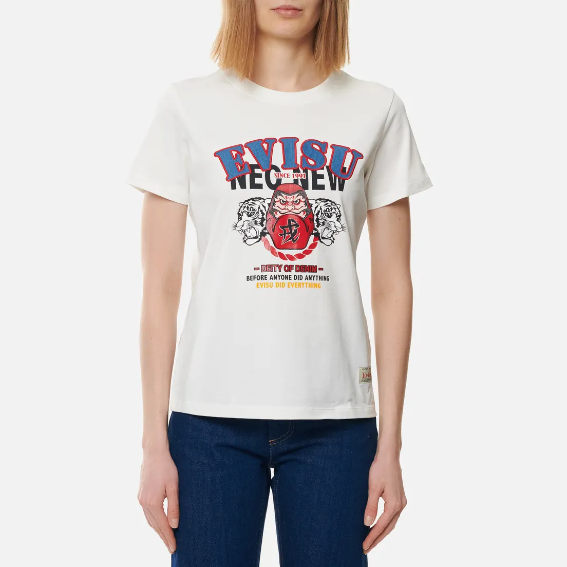 Evisu Женская футболка Heritage Chambray Inserted & Daruma Printed