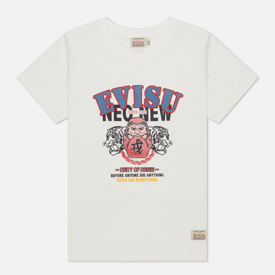 Женская футболка Evisu Heritage Chambray Inserted & Daruma Printed Off White