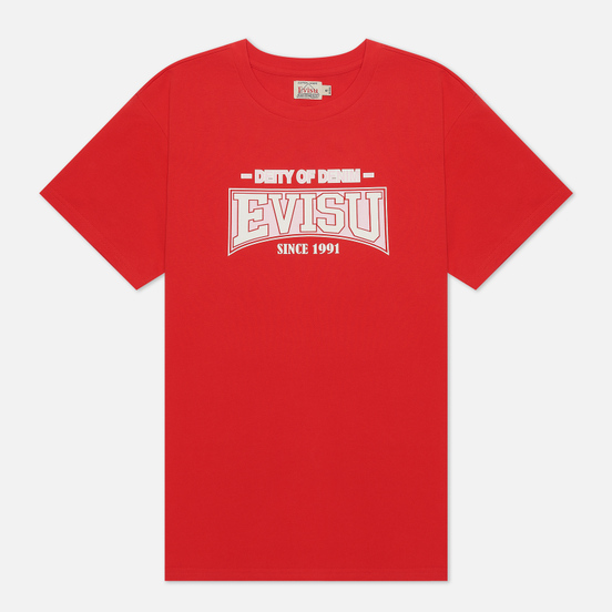 Женская футболка Evisu Heritage All Over Printed Boyfriend Chinese Red