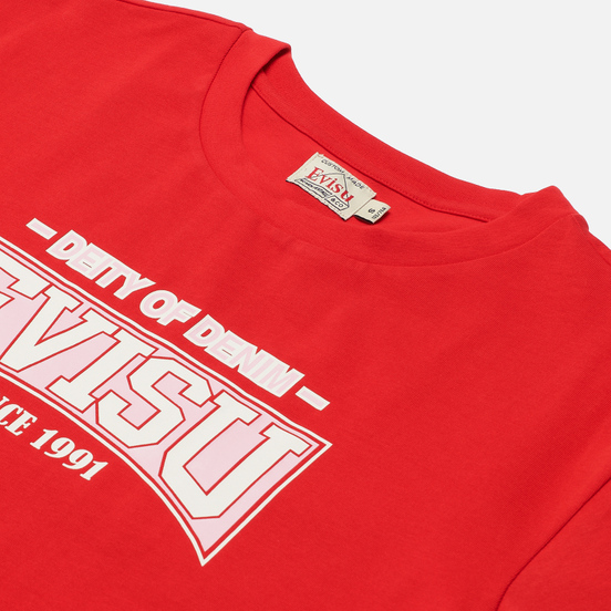Женская футболка Evisu Heritage All Over Printed Boyfriend Chinese Red