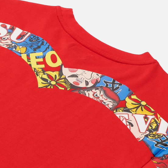 Женская футболка Evisu Heritage All Over Printed Boyfriend Chinese Red