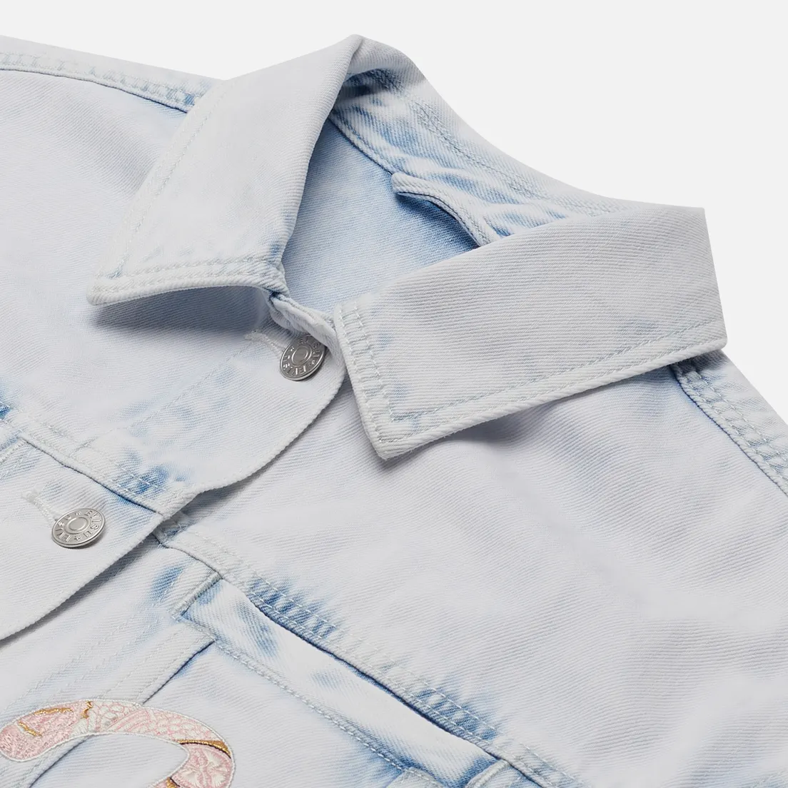 Evisu Женская джинсовая куртка Godhead x Bonsai Foil Embroidered Acid Washed