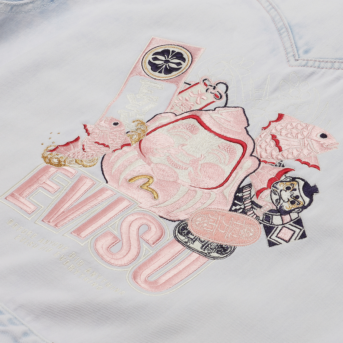 Evisu Женская джинсовая куртка Godhead x Bonsai Foil Embroidered Acid Washed