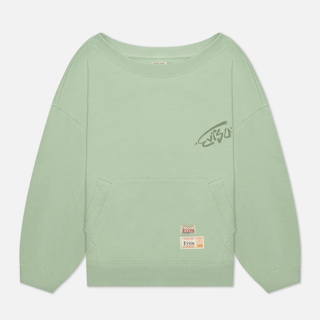 Evisu Женская толстовка Godhead Printed Wide Neck Off-Shoulder