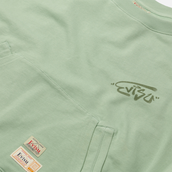 Женская толстовка Evisu Godhead Printed Wide Neck Off-Shoulder Light Green