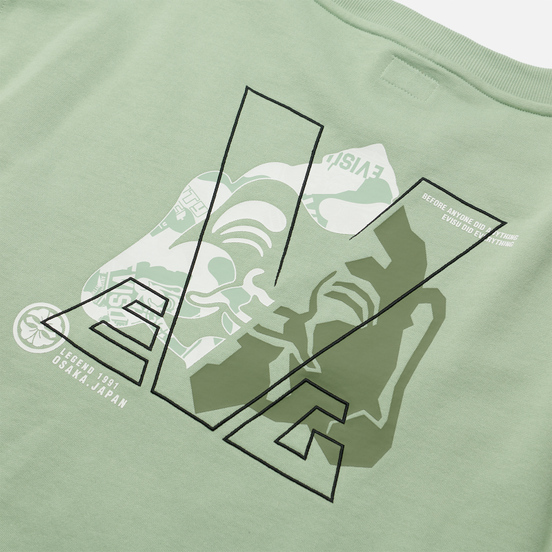 Женская толстовка Evisu Godhead Printed Wide Neck Off-Shoulder Light Green