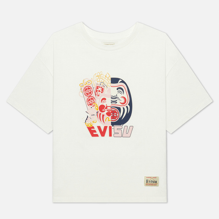 Женская футболка Evisu Double-Face Daruma Print, цвет белый, размер S