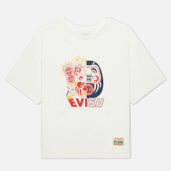 Женская футболка Evisu Double-Face Daruma Print Off White