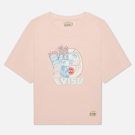 Женская футболка Evisu Double-Face Daruma Print, цвет розовый, размер S
