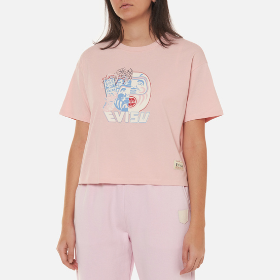 Женская футболка Evisu Double-Face Daruma Print Pale Pink