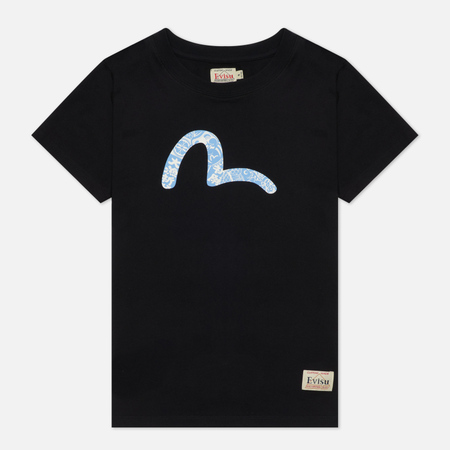 Женская футболка Evisu Pattern Seagull Print, цвет чёрный, размер L