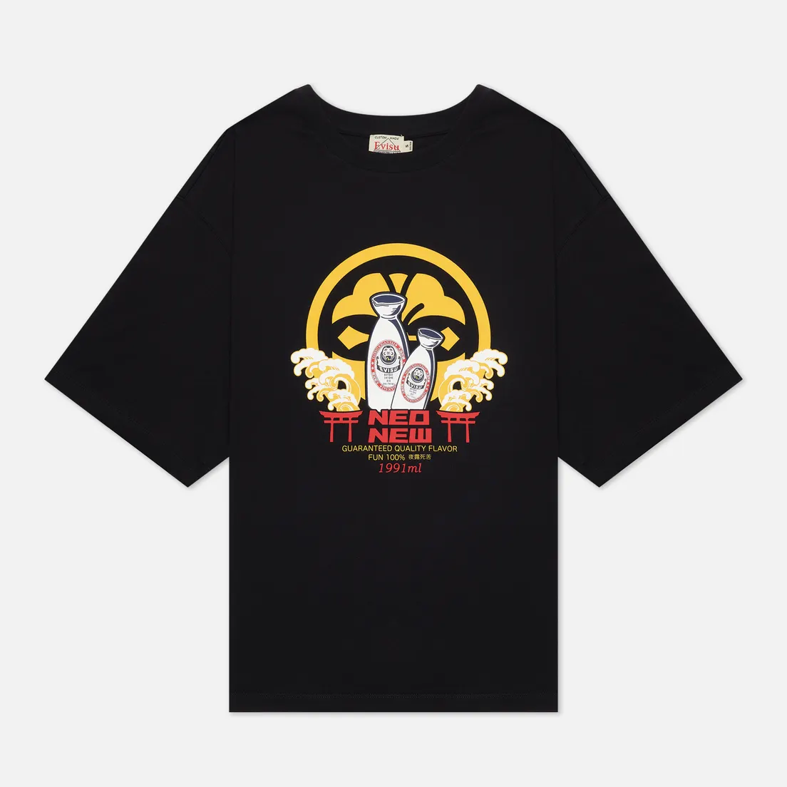 Evisu Женская футболка Evisu-Sake And Kamon Print Drop Shoulder