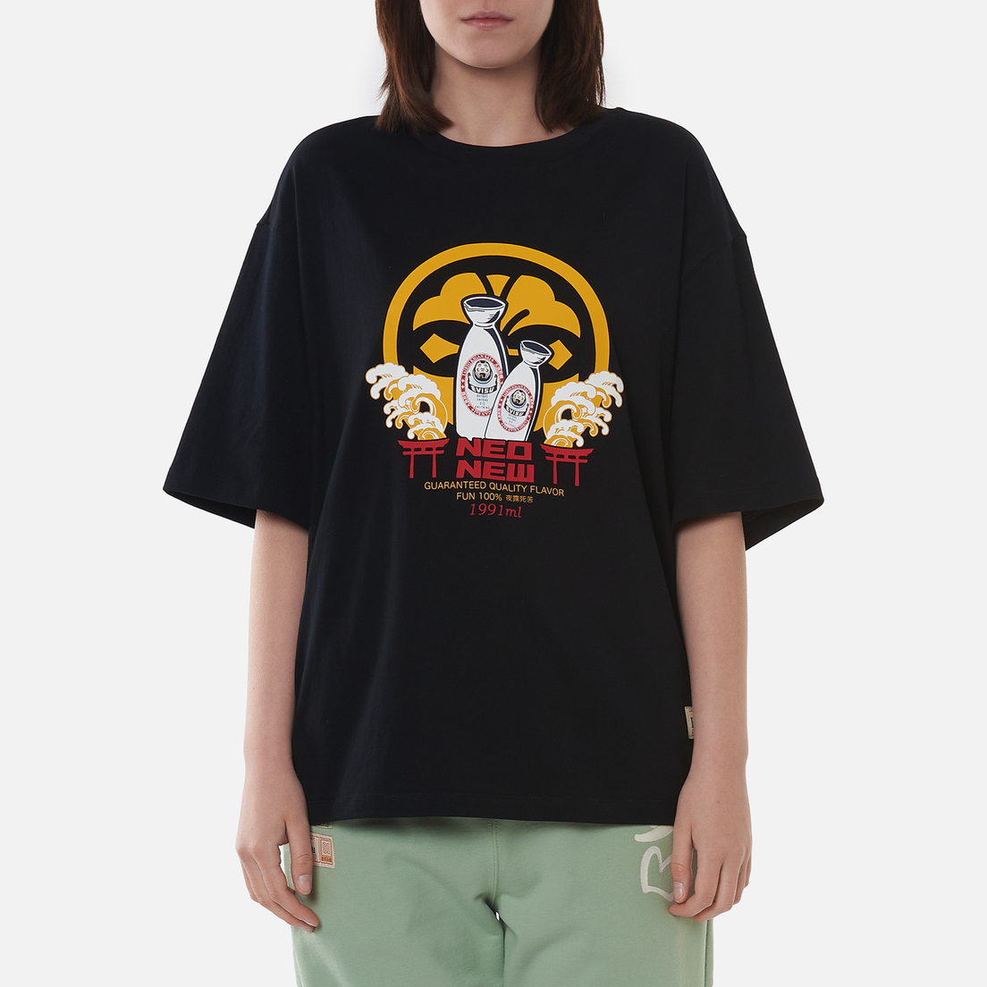 Evisu Женская футболка Evisu-Sake And Kamon Print Drop Shoulder