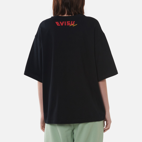 Женская футболка Evisu Evisu-Sake And Kamon Print Drop Shoulder Black