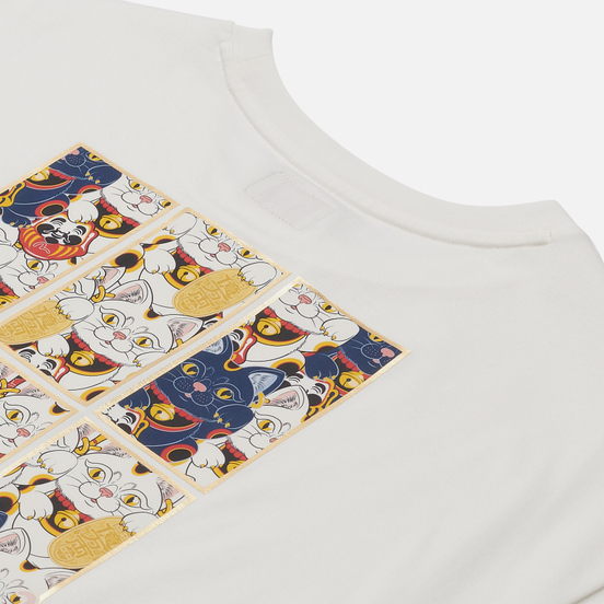 Женская футболка Evisu Forture-Cat Wallpaper Foil Print Off White