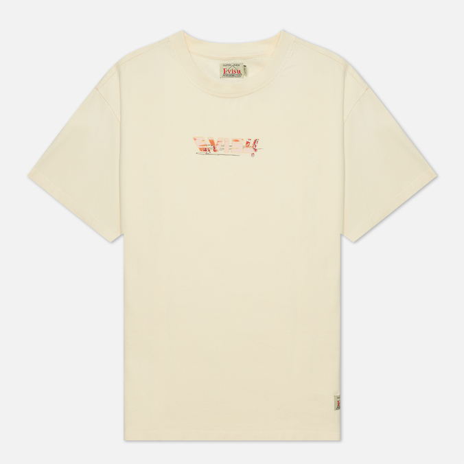 Женская футболка Evisu, цвет бежевый, размер S 2ESHTW2TS606BFCT-ECRU Peony & Nihonga All Over Print Daicock Boyfriend - фото 1