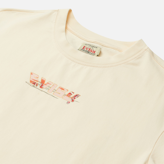 Женская футболка Evisu, цвет бежевый, размер S 2ESHTW2TS606BFCT-ECRU Peony & Nihonga All Over Print Daicock Boyfriend - фото 2