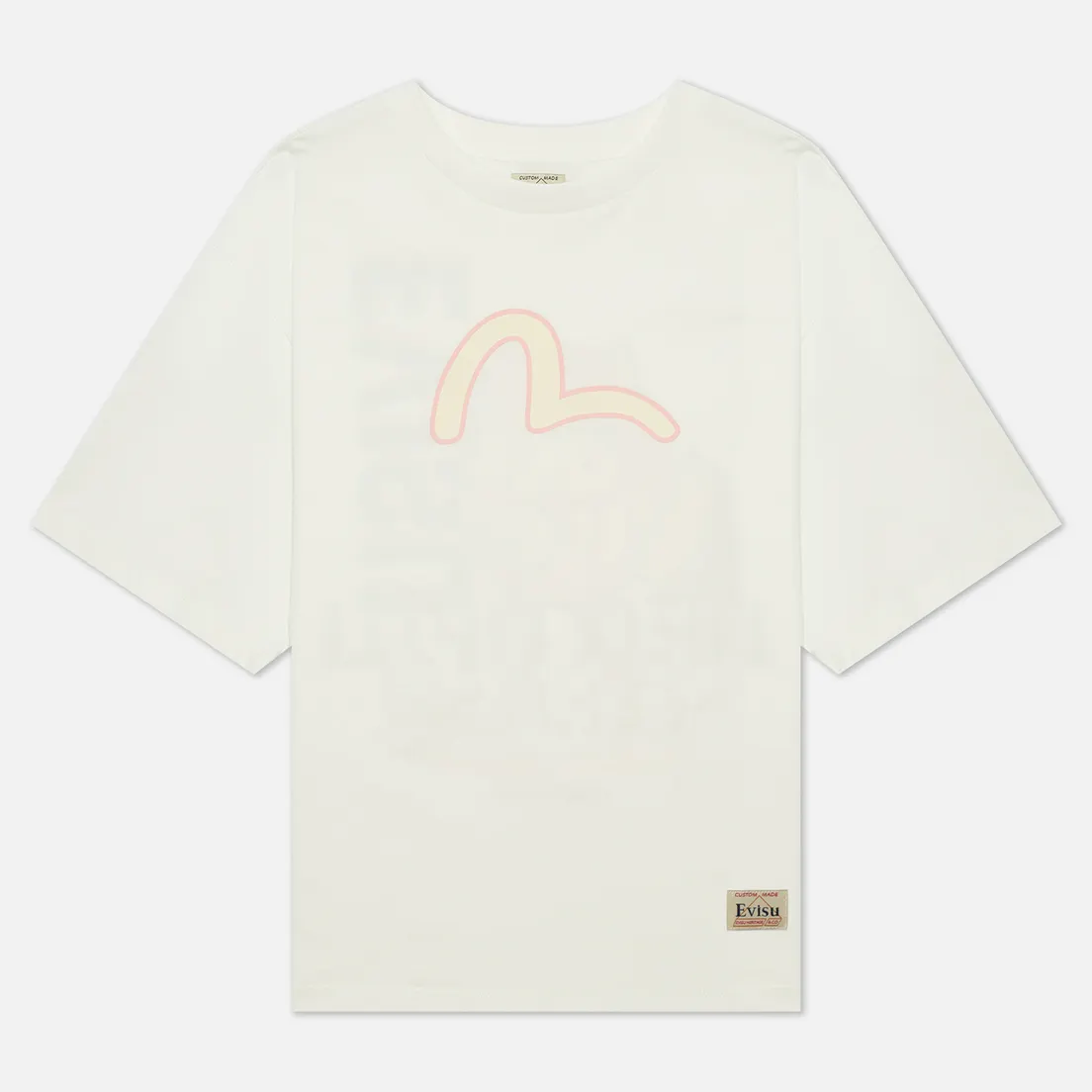 Evisu Женская футболка Daruma & Slogan Printed Oversized