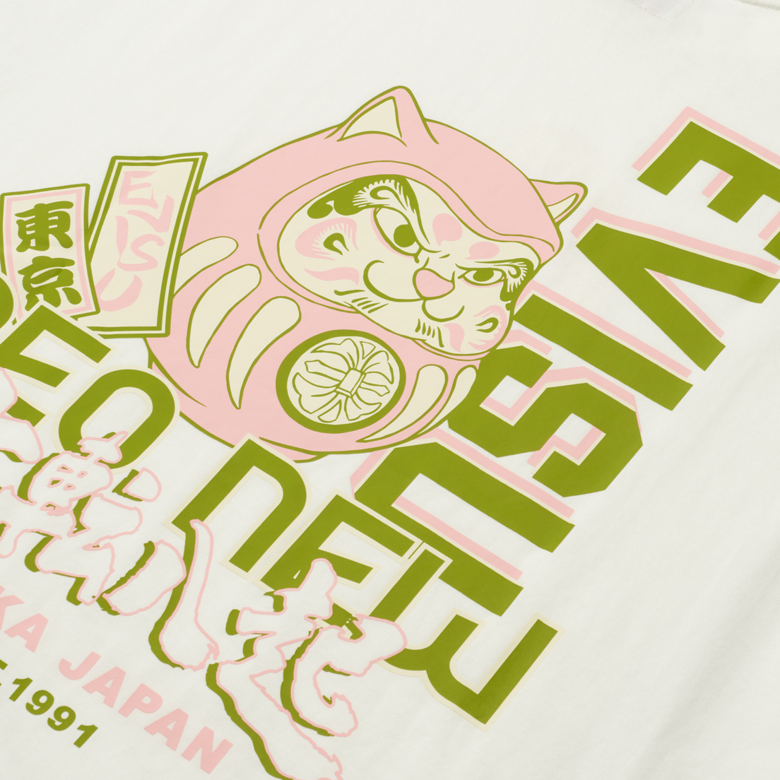 Evisu Женская футболка Daruma & Slogan Printed Oversized