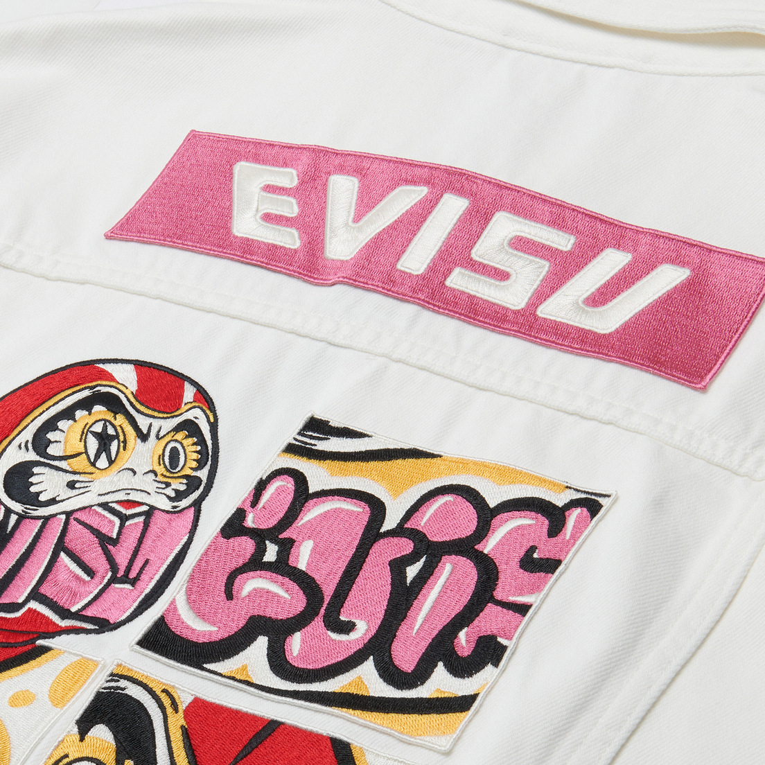 Evisu Женская джинсовая куртка Daruma Embroidered & Printed Stripes