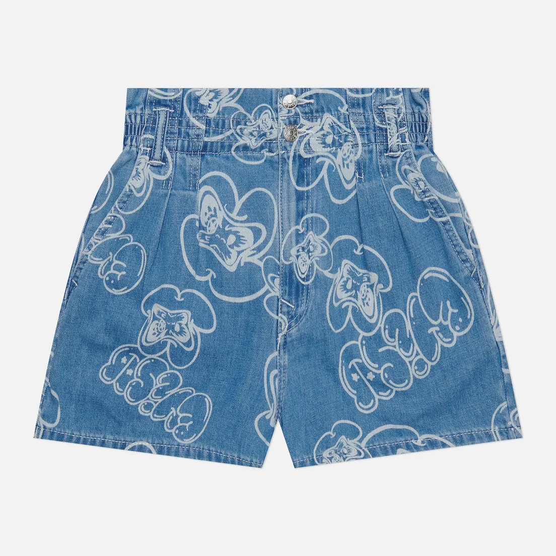 Evisu Женские шорты Laser All Over Print Denim